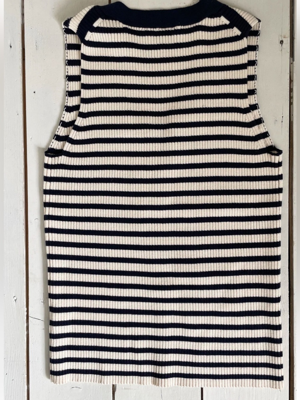 J. Crew Ribbed Lace-Up Sweater Tank in Navy and Ecru Stripes - Picture 10 of 11